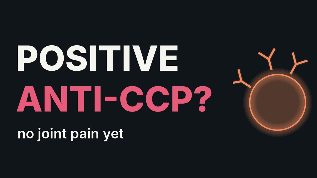 Positive anti-CCP? No joint pain yet. An illustration of an immune cell with antibodies around it.